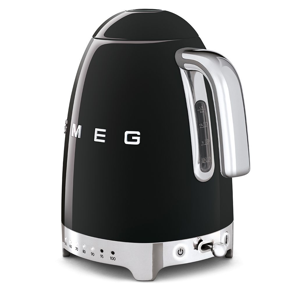 Variable Temperature Kettle, Black 7 temperature settings. Keep Warm Function. KLF04BLUK – SMEG