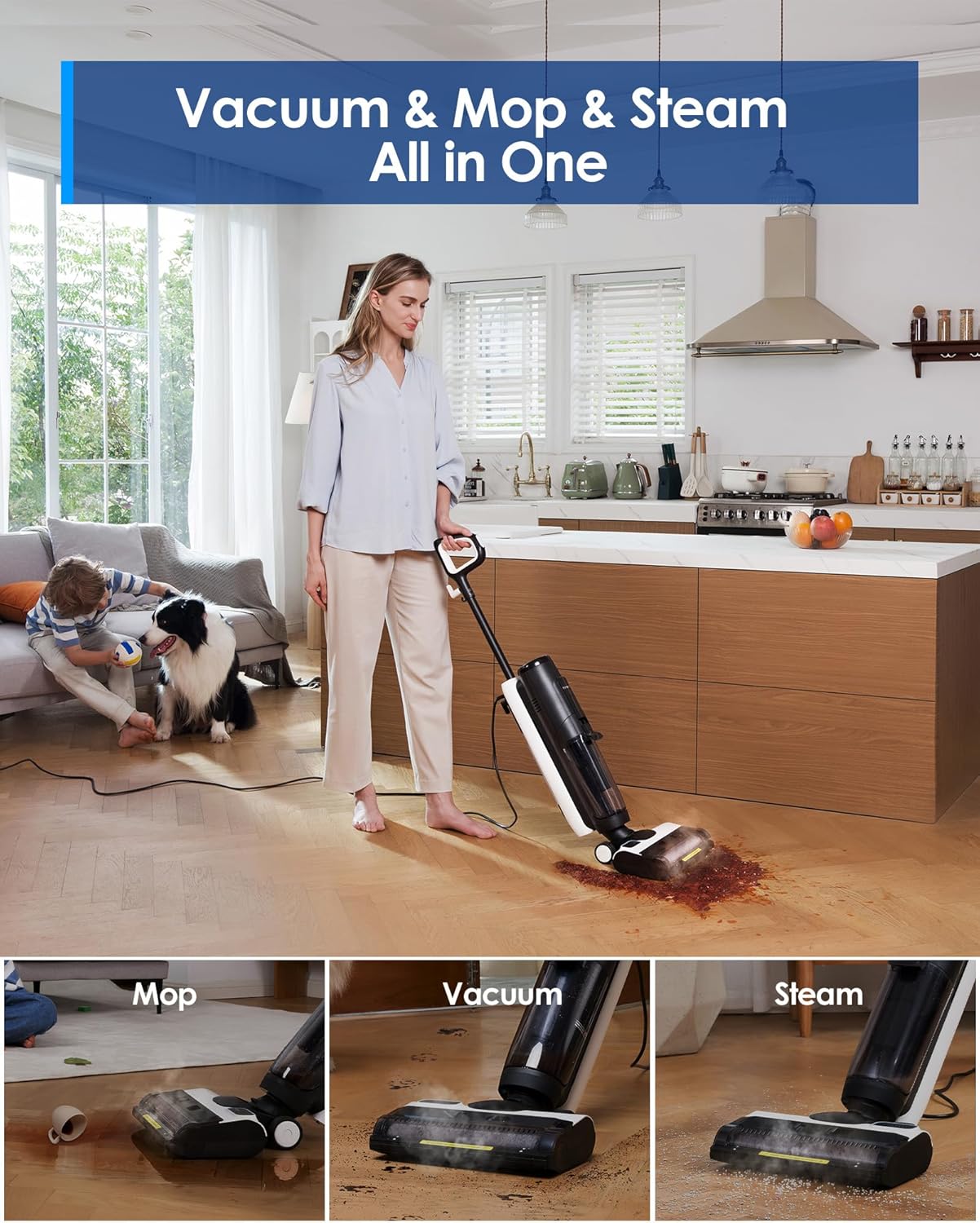 مكنسة ومساحة بالبخار Tineco iFLOOR 5 Steam – تنظيف وتعقيم احترافي للأرضيات