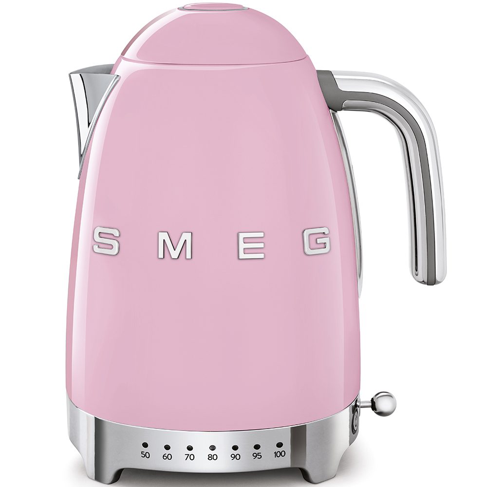 غلاية SMEG KLF04PK باللون الوردي – أناقة وتصميم إيطالي لتحضير الشاي والقهوة