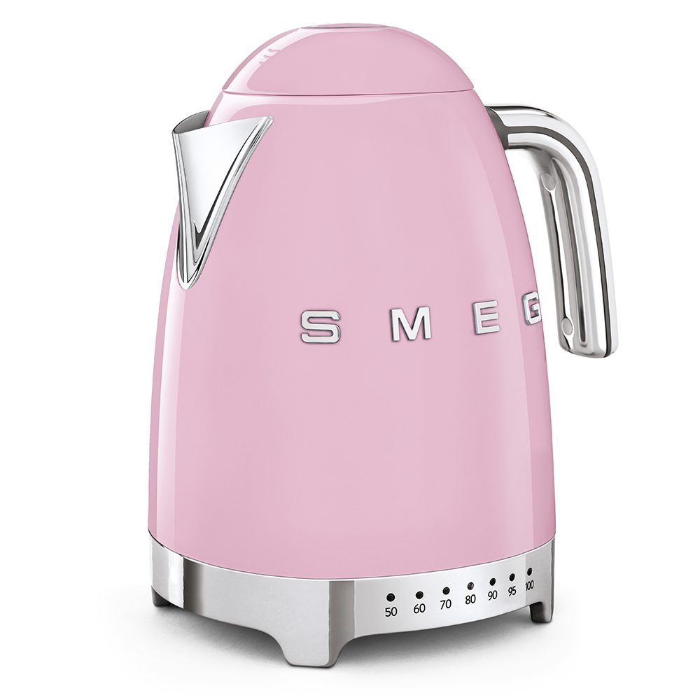 غلاية SMEG KLF04PK باللون الوردي – أناقة وتصميم إيطالي لتحضير الشاي والقهوة
