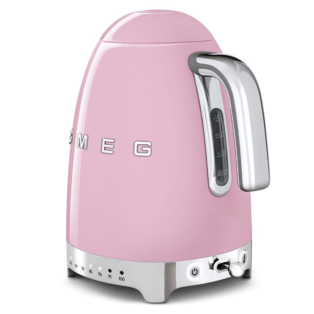 غلاية SMEG KLF04PK باللون الوردي – أناقة وتصميم إيطالي لتحضير الشاي والقهوة