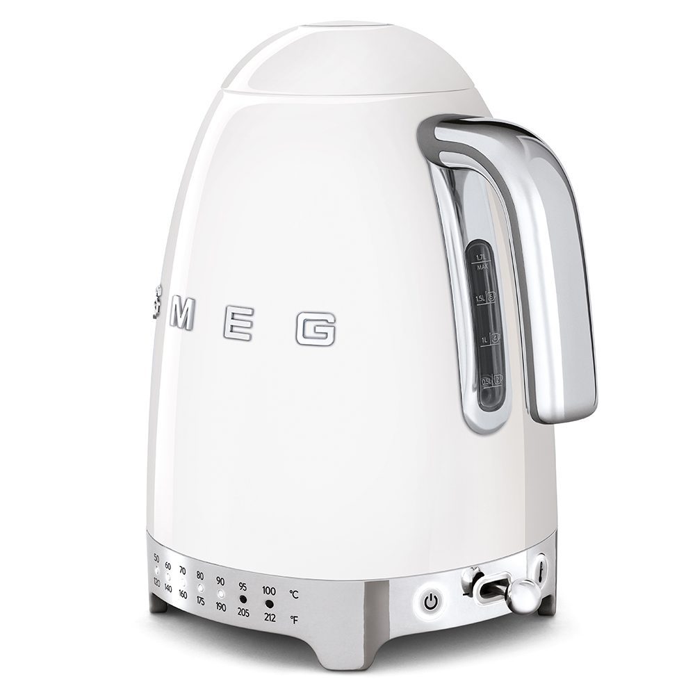 غلاية SMEG KLF04WH باللون الأبيض – أناقة وتصميم إيطالي لتحضير الشاي والقهوة