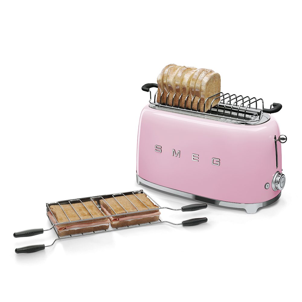 SMEG TOASTER – TSF02PK – محمّصة توست رباعية الشرائح بتصميم رجعي 50’s باللون الروز