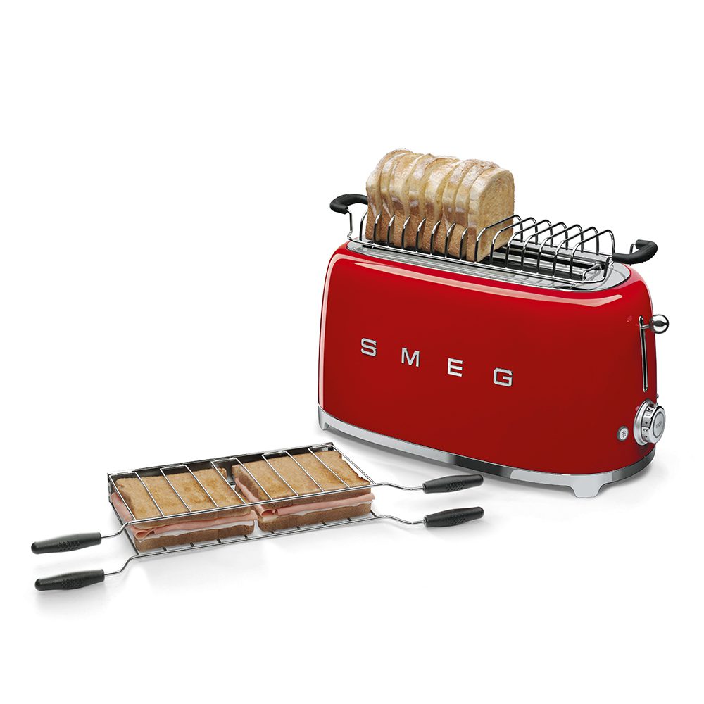 SMEG TOASTER – TSF02RD – محمّصة توست رباعية الشرائح بتصميم رجعي 50’s باللون الأحمر