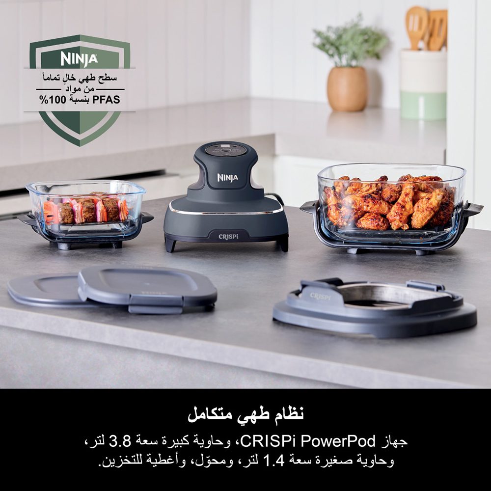 قلاية نينجا Crispi المحمولة – 4 في 1، تصميم زجاجي، 1700 وات | Ninja Air Fryer Crispi – FN101GY